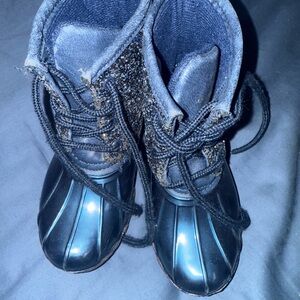 Adrienne Vittadini Navy and Black Lace-Up Boots